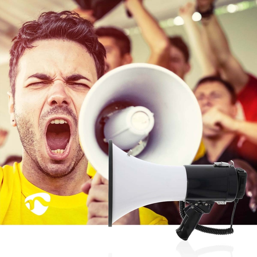 Megafón s externým mikrofónom USB 25W/8xC biela/čierna