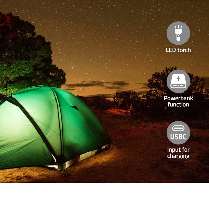 Rádio DAB+/FM s kľukou, solárnym panelom a LED svietidlom, 5V/2500 mAh, zelená/čierna