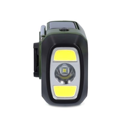 Rádio DAB+/FM s kľukou, solárnym panelom a LED svietidlom, 5V/2500 mAh, zelená/čierna
