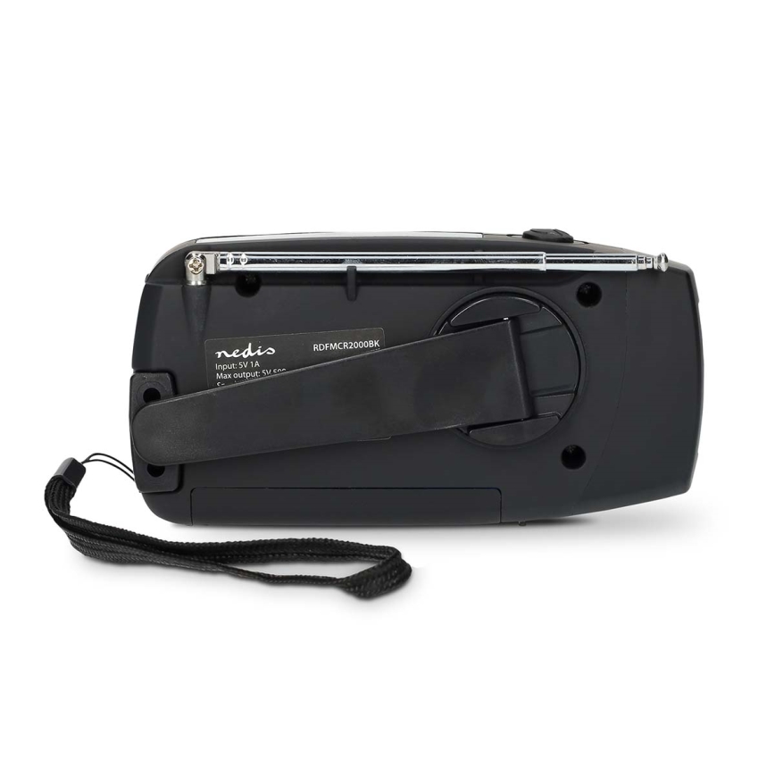 Kľukové AM/FM rádio so solárnym panelom a LED svietidlom s batériou 2000 mAh