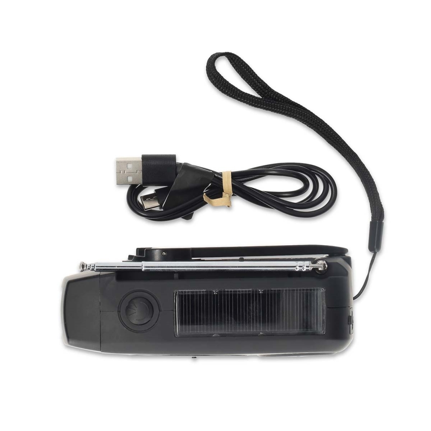 Kľukové AM/FM rádio so solárnym panelom a LED svietidlom s batériou 2000 mAh