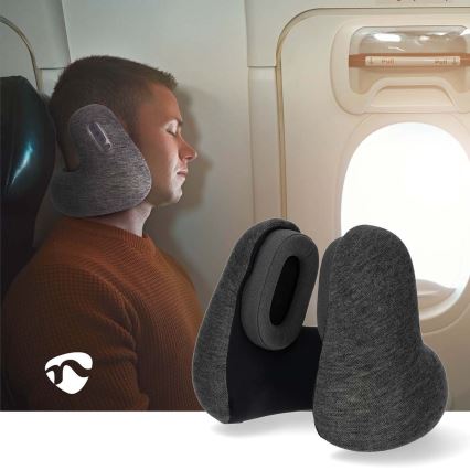 Cestovný vankúš so zabudovanými bezdrôtovými slúchadlami 400 mAh šedá