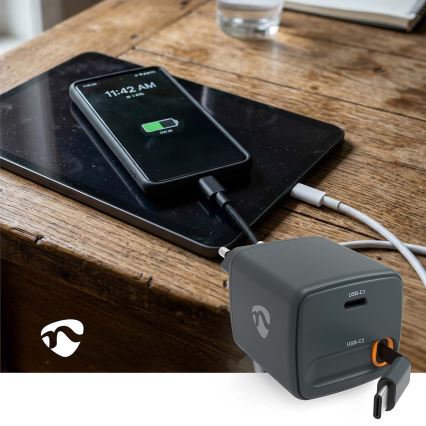 Nabíjačka s vysúvateľným káblom Power Delivery 65 W, 2× USB‑C, čierna