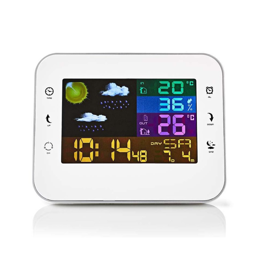 Meteostanica s farebným LCD displejom 230V/3xAAA + 2xAA biela