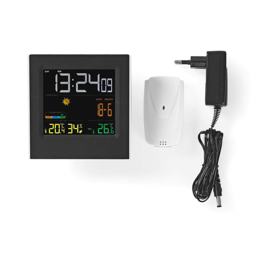 Meteostanica s farebným LCD displejom 230V/3xAAA + 2xAA čierna