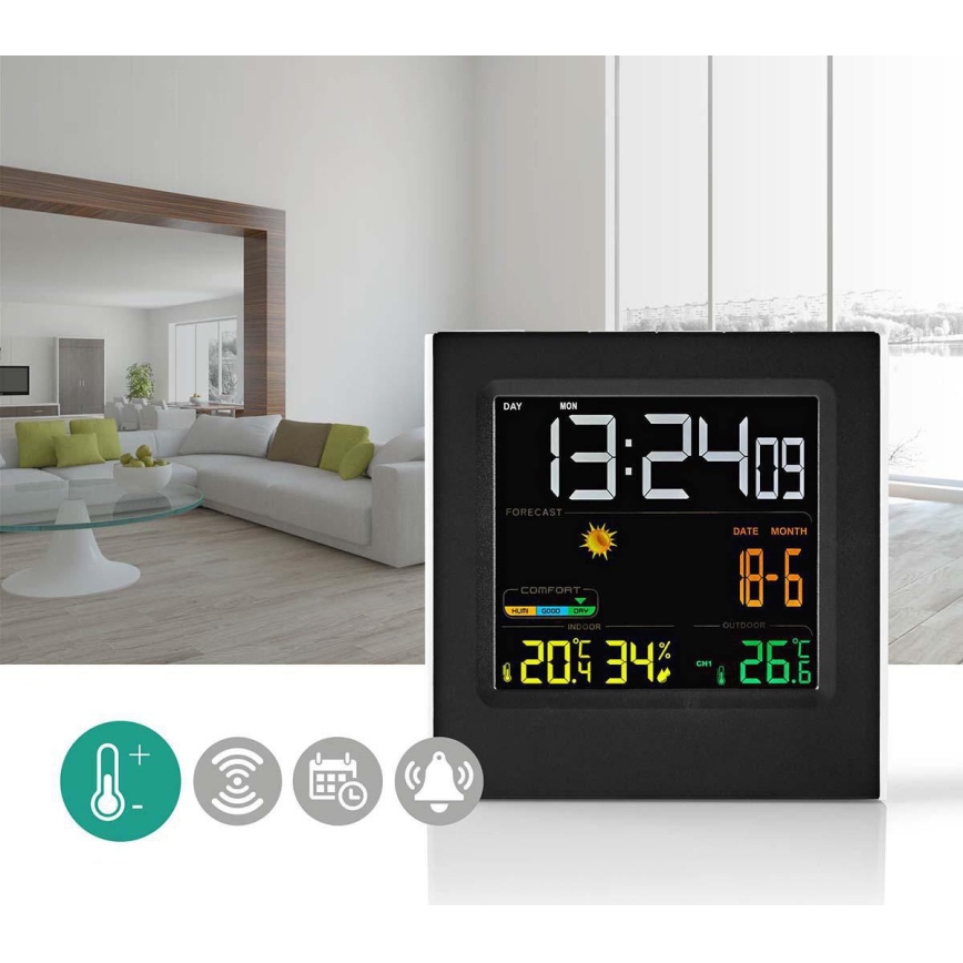 Meteostanica s farebným LCD displejom 230V/3xAAA + 2xAA čierna
