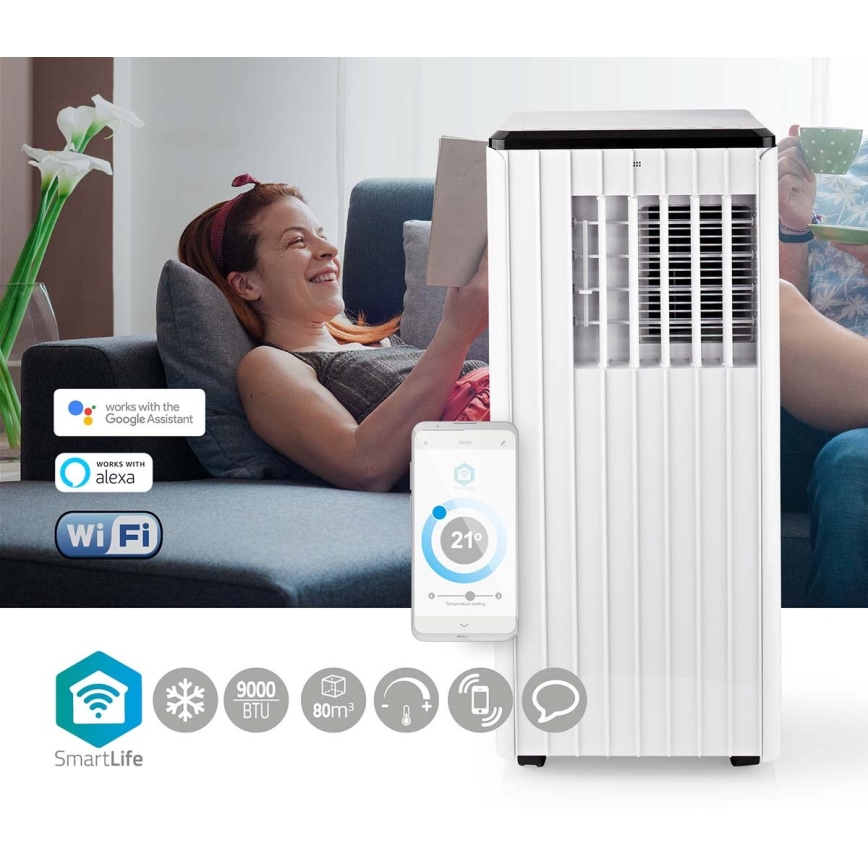 Inteligentná mobilná klimatizácia 3v1 vrátane kompletného príslušenstva 1010W/230V 9000 BTU Wi-Fi + diaľkové ovládanie