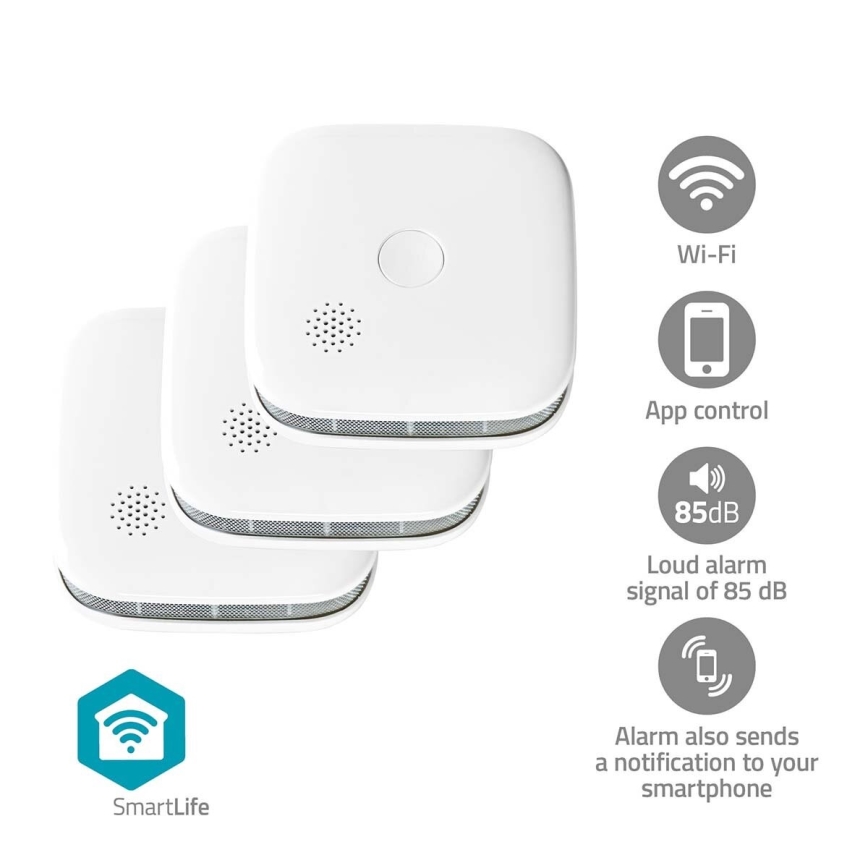 SADA 3x Detektor dymu SmartLife 3V/1xCR123A Wi-Fi Tuya