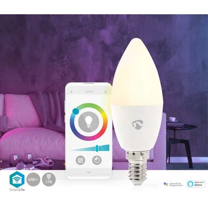 LED RGB Stmievateľná žiarovka Smartlife E14/4,9W/230V Wi-Fi 2700-6500K