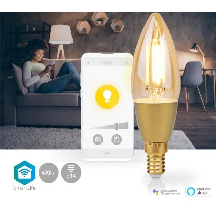 LED Stmievateľná žiarovka Smartlife E14/4,9W/230V 1800-3000K Wi-Fi Tuya