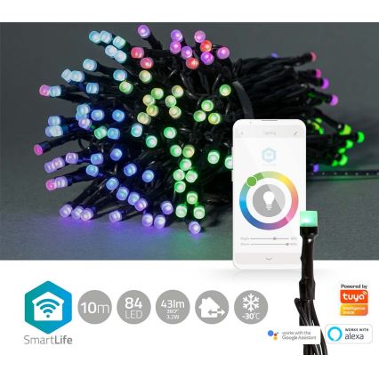 LED RGB Vonkajší vianočný reťazec 84×LED/8 funkcií 13 m IP65 Wi-Fi Tuya