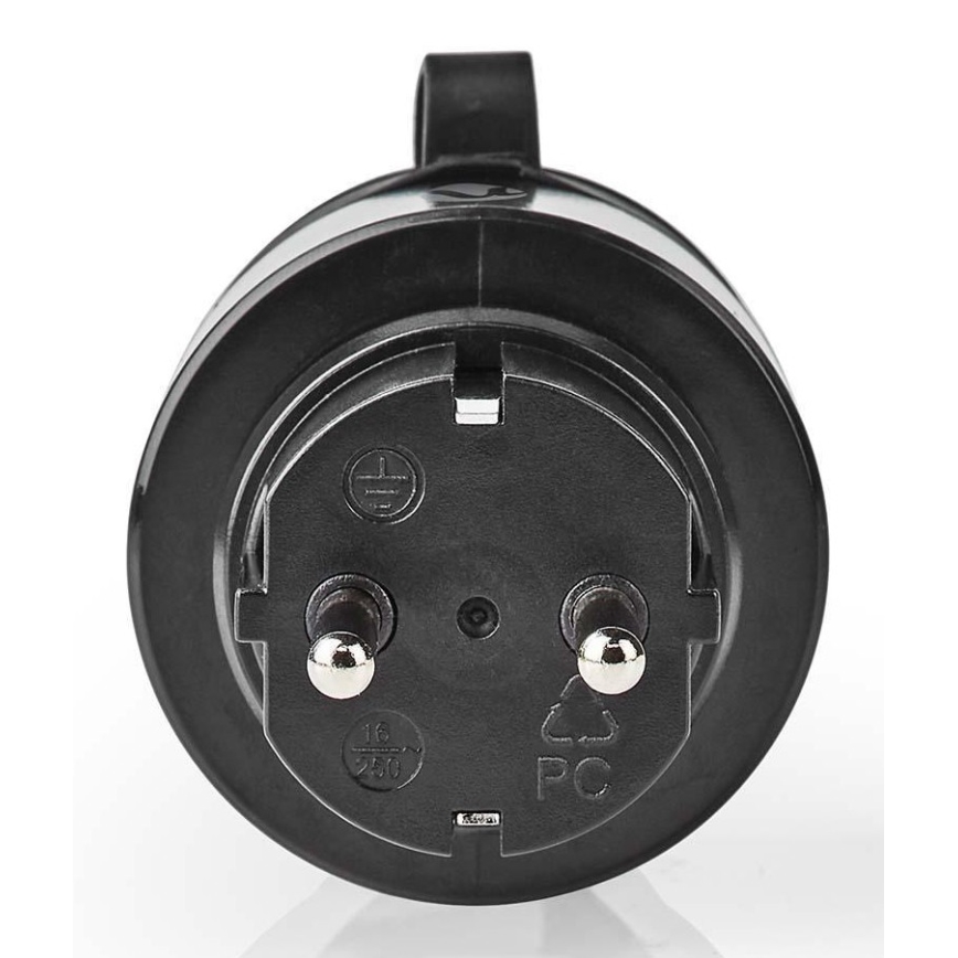 Inteligentná zásuvka 3680W/230V/Schuko Typ F/16A Wi-Fi IP44 čierna