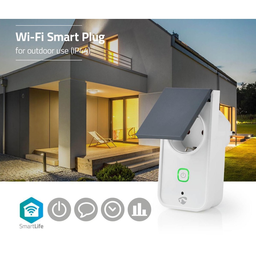 Inteligentná vonkajia zásuvka 3680W/230V/Typ F SCHUKO/16A Wi-Fi IP44