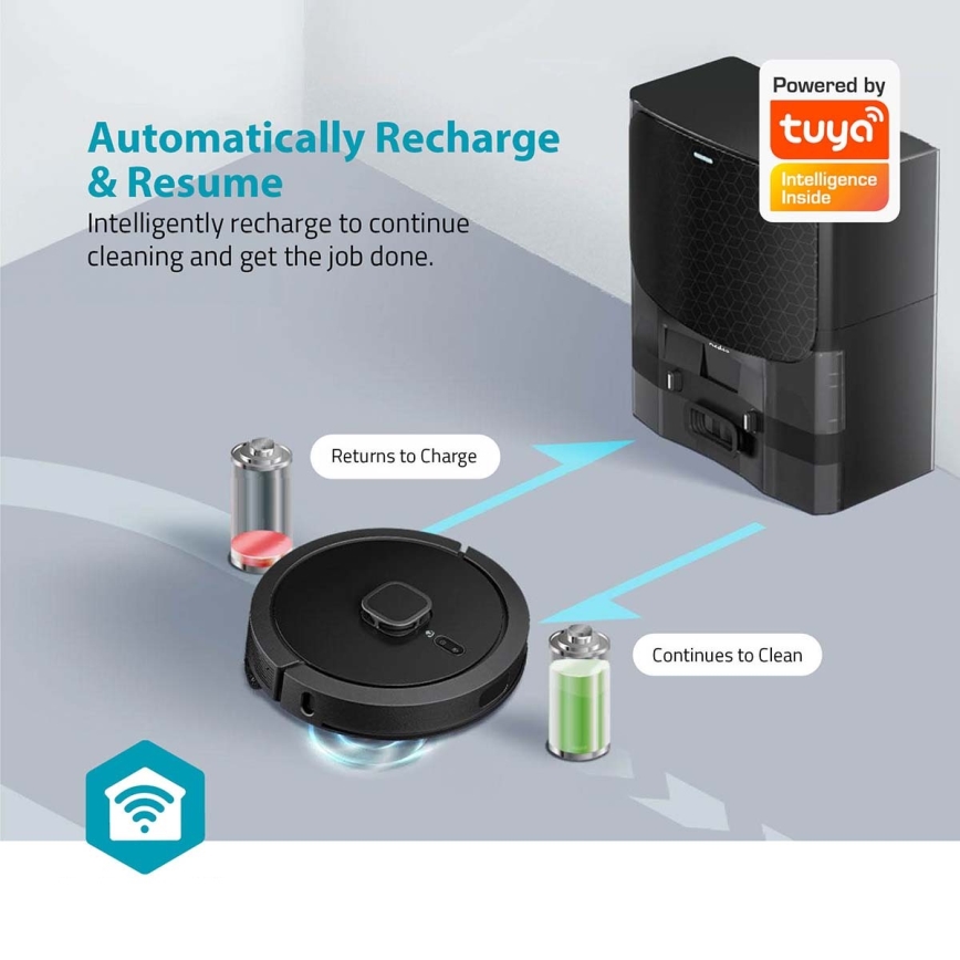 Inteligentný robotický vysávač s mopom SmartLife 5200 mAh Wi-Fi Tuya čierna + diaľkové ovládanie