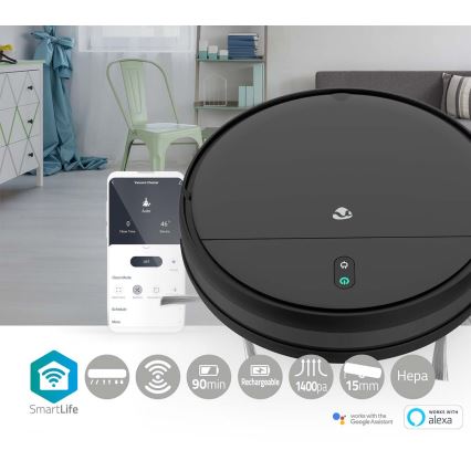 Inteligentný robotický vysávač s mopom 28W/2500 mAh Wi-Fi čierna + diaľkové ovládanie