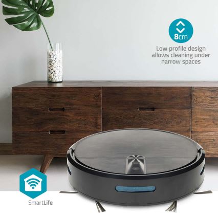 Inteligentný robotický vysávač s mopom SmartLife 2600 mAh Wi-Fi Tuya, čierny + diaľkové ovládanie