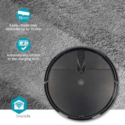 Inteligentný robotický vysávač s mopom SmartLife 2600 mAh Wi-Fi Tuya, čierny + diaľkové ovládanie