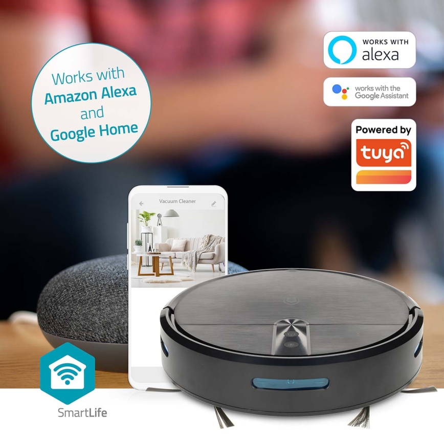 Inteligentný robotický vysávač s mopom SmartLife 2600 mAh Wi-Fi Tuya, čierny + diaľkové ovládanie