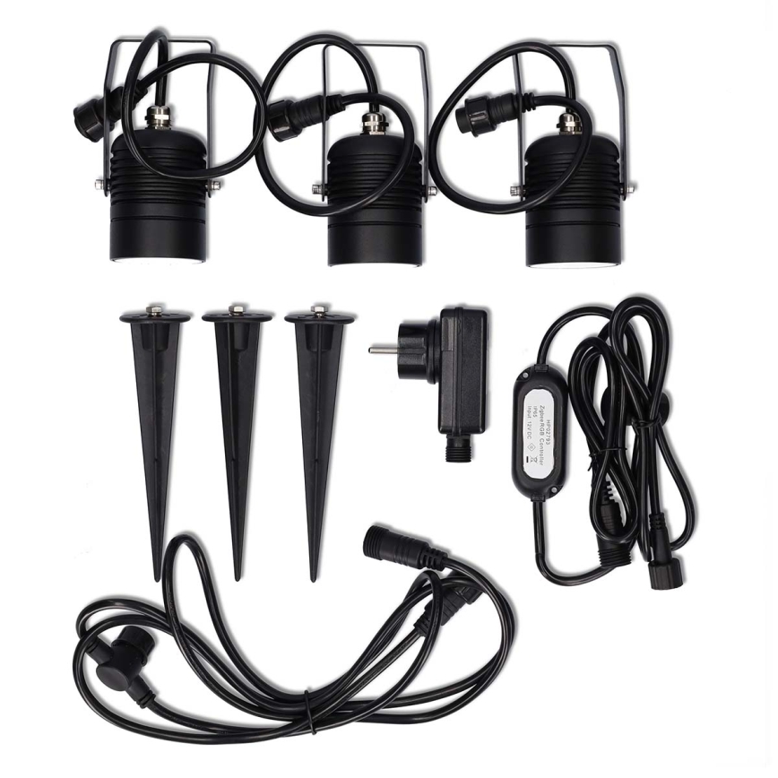 Sada 3x stmievateľných vonkajších LED svietidiel RGBW SmartLife LED/3W/230V IP65 Wi-Fi Tuya čierna