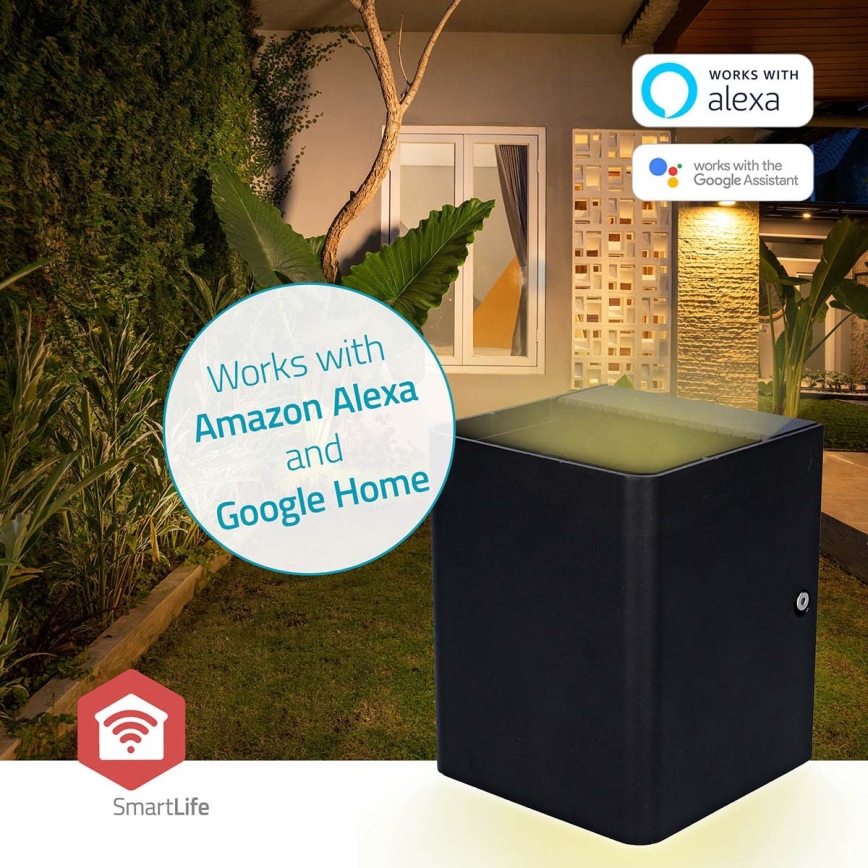 LED RGBW Stmievateľné vonkajšie nástenné svietidlo SmartLife LED/12W/230V IP65 Wi‑Fi Tuya čierna