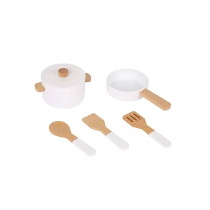 New Classic Toys - Drevená kuchynka s príslušenstvom biela/dekor mramoru