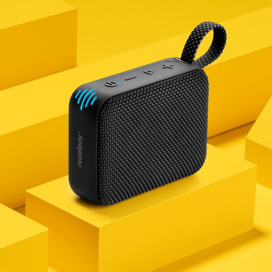 Niceboy Atom 4 - LED Bezdrôtový reproduktor s mikrofónom 6W/1000 mAh IP67 čierna