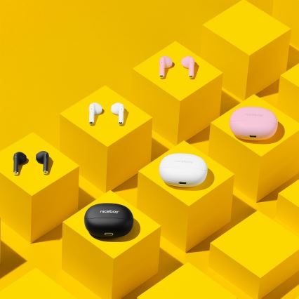 Niceboy Beans 4 - Bezdrôtové slúchadlá 300 mAh + 2x 35 mAh IPX4 ružové