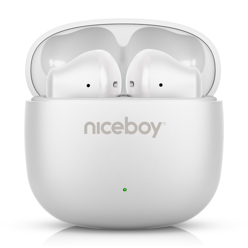 Niceboy Beans 4 POP - Bezdrôtové slúchadlá 200 mAh + 2x 30 mAh IPX4 biela