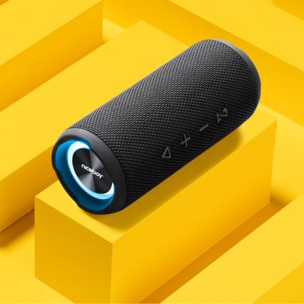 Niceboy Nexus - LED Bezdrôtový reproduktor s mikrofónom 26W/4000 mAh IPX6 čierna