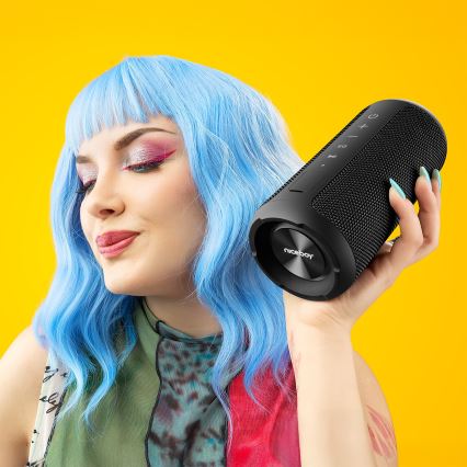 Niceboy Orion - LED Bezdrôtový reproduktor s mikrofónom 24W/2200 mAh IPX7 čierna