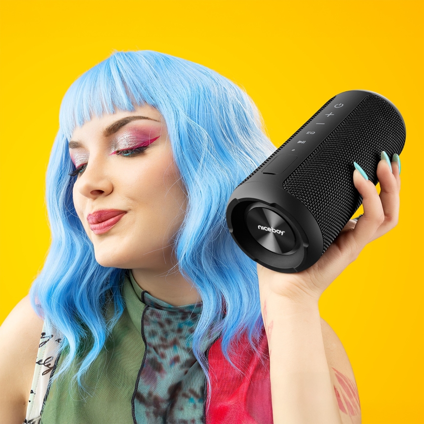 Niceboy Orion - LED Bezdrôtový reproduktor s mikrofónom 24W/2200 mAh IPX7 čierna
