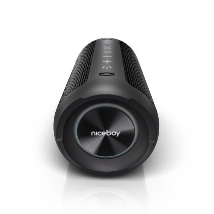 Niceboy Orion - LED Bezdrôtový reproduktor s mikrofónom 24W/2200 mAh IPX7 čierna