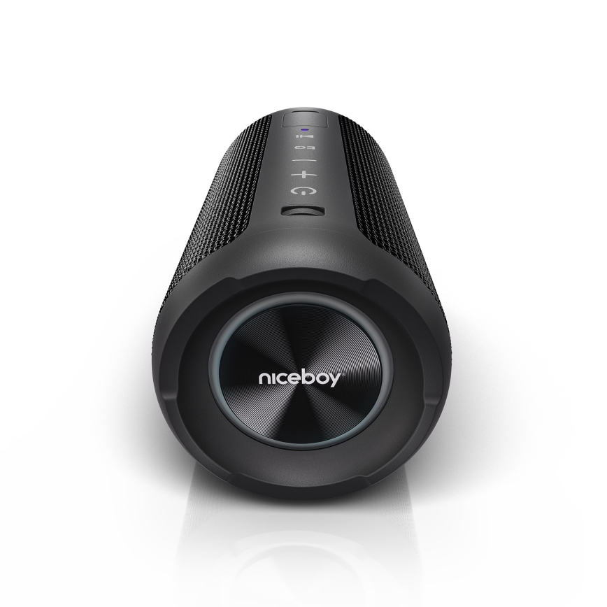 Niceboy Orion - LED Bezdrôtový reproduktor s mikrofónom 24W/2200 mAh IPX7 čierna