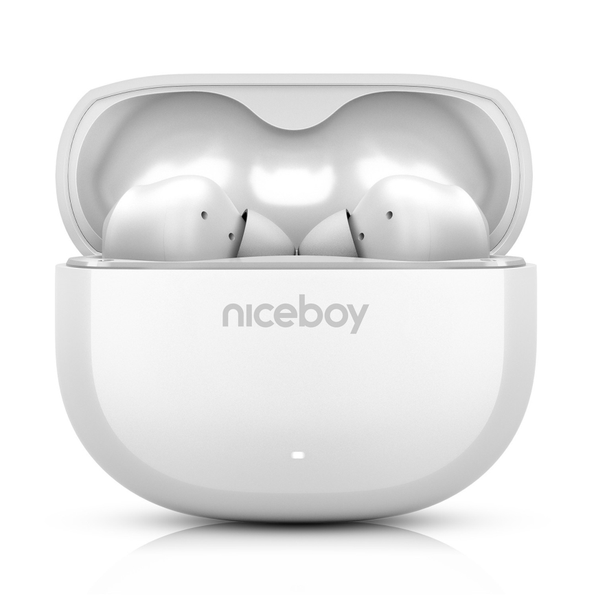 Niceboy Pins 4 - Bezdrôtové slúchadlá s ANC 400 mAh + 2x 50 mAh IPX4 biela