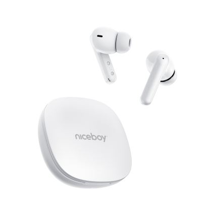 Niceboy Pins 4 PRO - Bezdrôtové slúchadlá s ANC 380 mAh + 2x 35 mAh IP54 biela