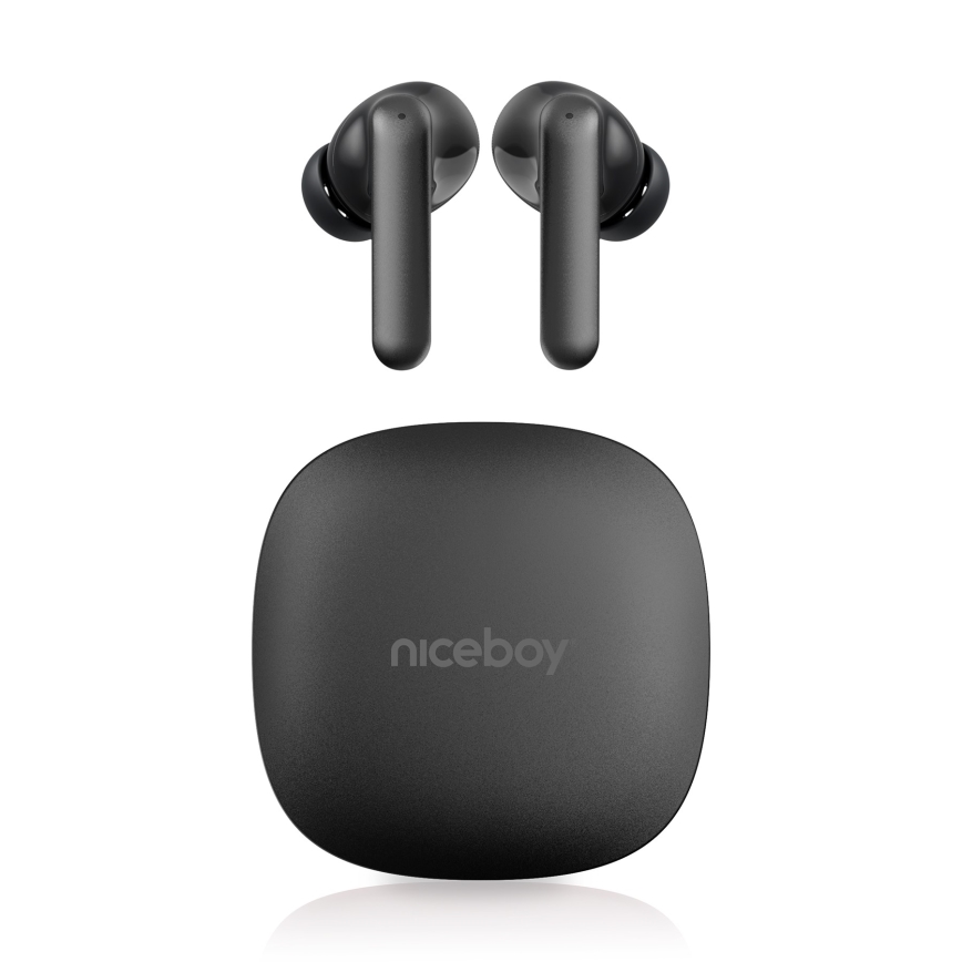 Niceboy Pins 4 PRO - Bezdrôtové slúchadlá s ANC 380 mAh + 2x 35 mAh IP54 čierna