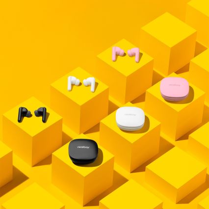 Niceboy Pins 4 PRO - Bezdrôtové slúchadlá s ANC 380 mAh + 2x 35 mAh IP54 ružové