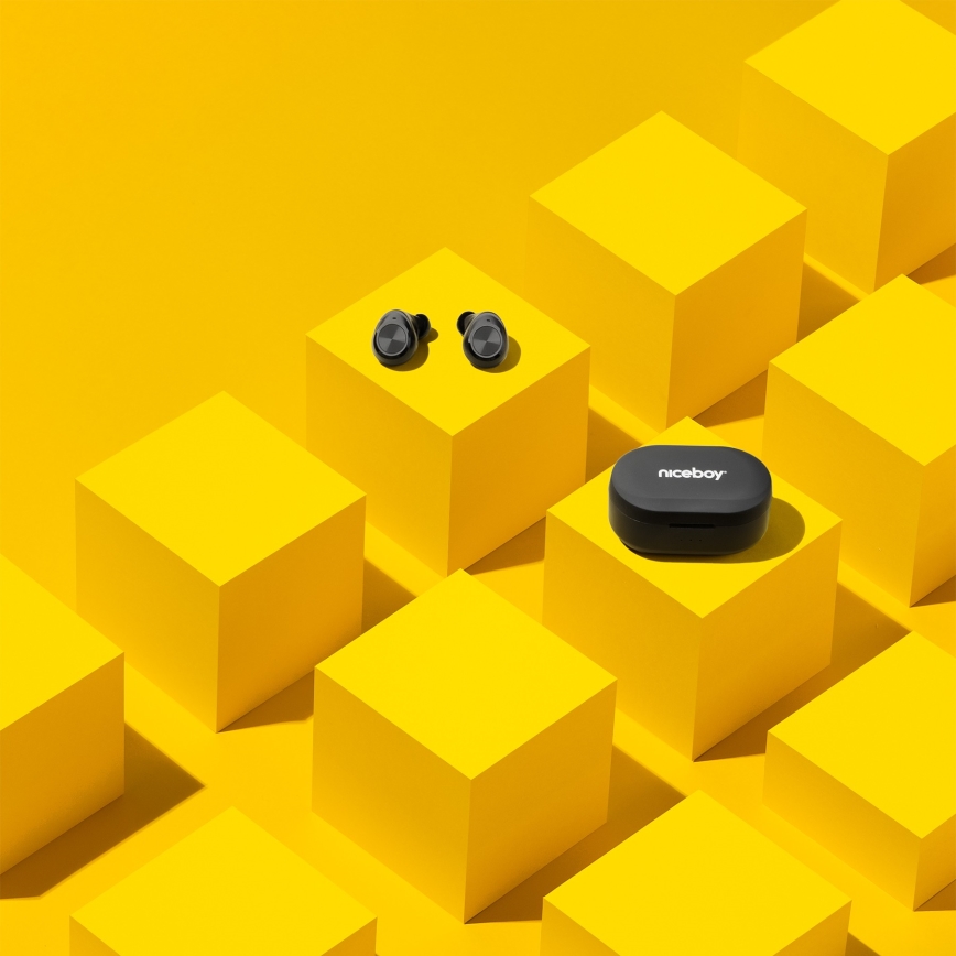 Niceboy Pods 4 - Bezdrôtové slúchadlá 500 mAh + 2x 70 mAh IPX5 čierna