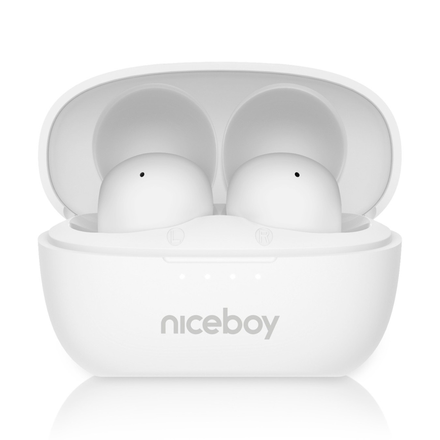 Niceboy Podsie 4 POP - Bezdrôtové slúchadlá 400 mAh + 2x 40 mAh IPX4 biela