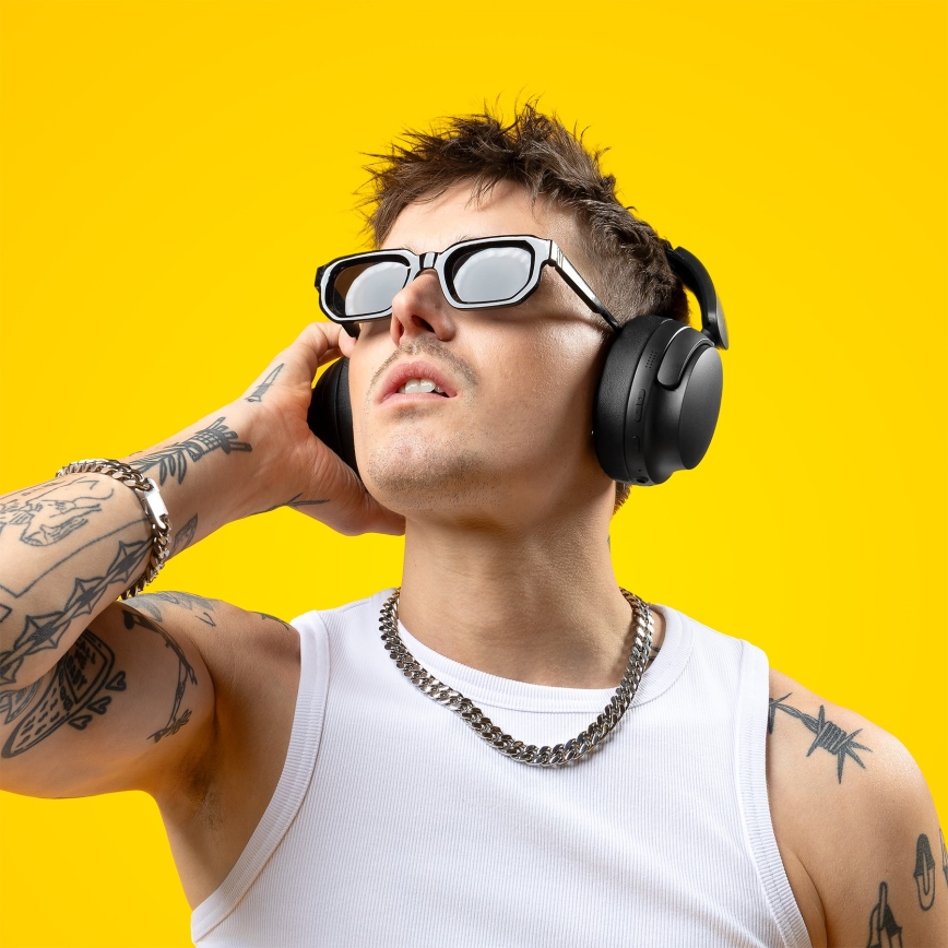Niceboy Stellar - Bezdrôtové slúchadlá s mikrofónom a ANC 400 mAh IPX4 čierna