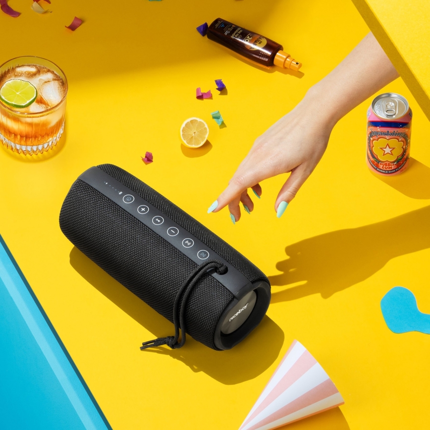 Niceboy Titan 4 - LED Bezdrôtový reproduktor s mikrofónom a funkcií powerbanky 50W/4000 mAh IPX7 čierna