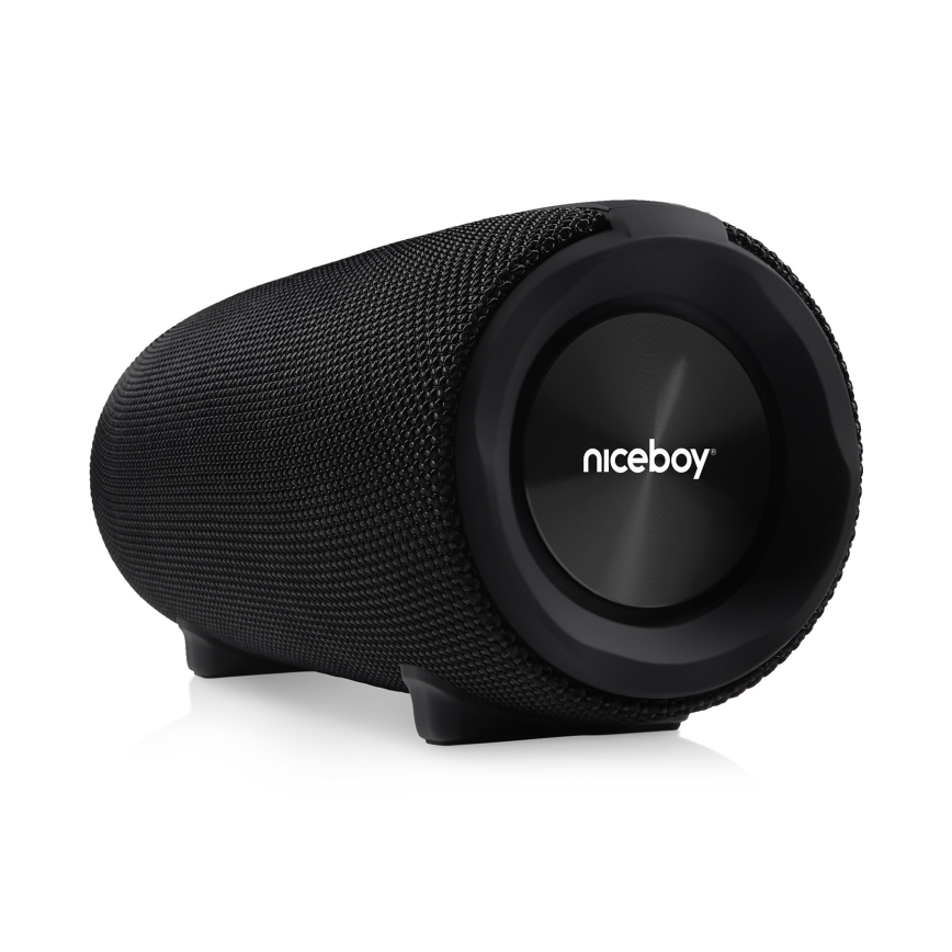 Niceboy Titan 4 - LED Bezdrôtový reproduktor s mikrofónom a funkcií powerbanky 50W/4000 mAh IPX7 čierna