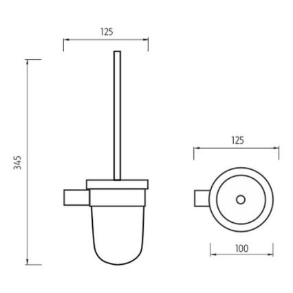NIMCO BR 11094WN-26 - Nástenná WC štetka BORMO matné sklo/lesklý chróm