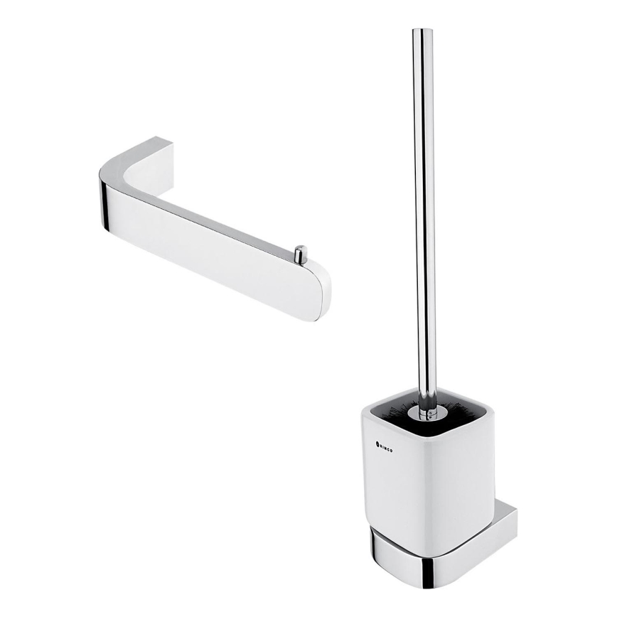 NIMCO NK set-94KN-26 - Nástenná WC štetka a držiak toaletného papiera NIKAU biela/lesklý chróm