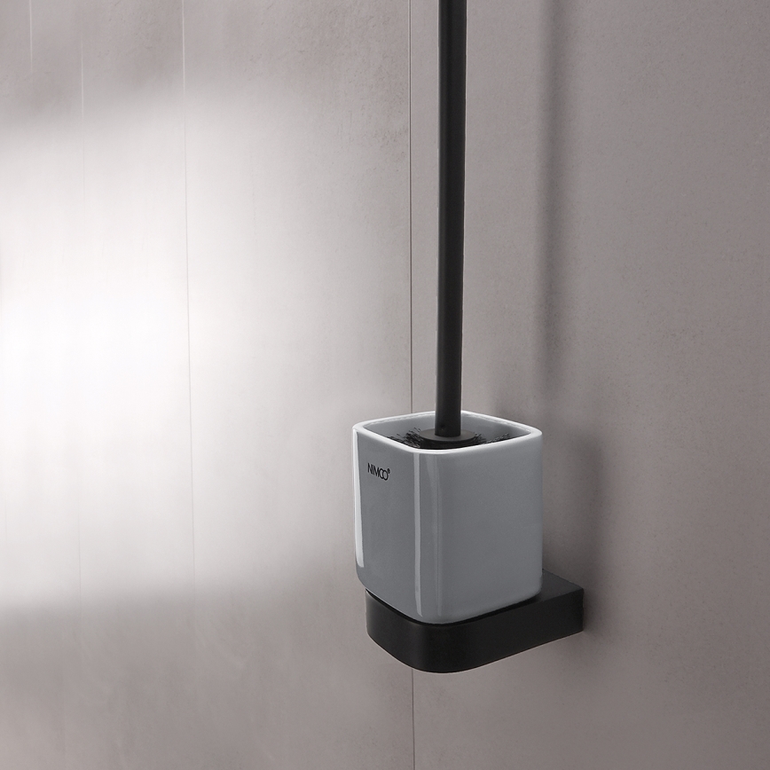 NIMCO NKC 30094KN-90 - Nástenná WC štetka NIKAU biela/matná čierna