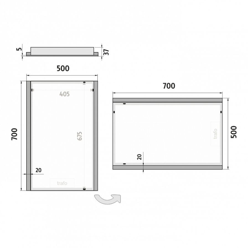 NIMCO ZP 11001 - LED Kúpeľňové podsvietené zrkadlo LED/21W/230V 6500K 70x50 cm IP44
