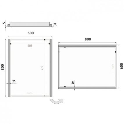 NIMCO ZP 11002 - LED Kúpeľňové podsvietené zrkadlo LED/24W/230V 6500K 80x60 cm IP44