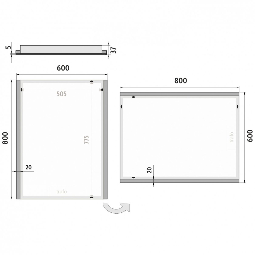 NIMCO ZP 11002 - LED Kúpeľňové podsvietené zrkadlo LED/24W/230V 6500K 80x60 cm IP44