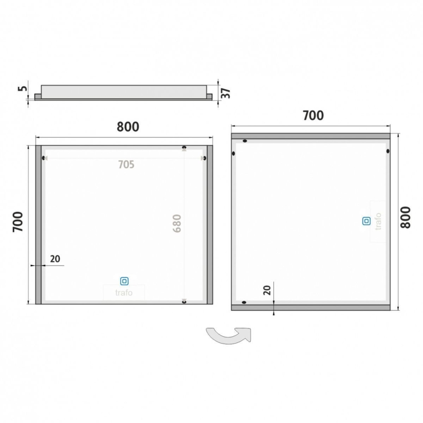 NIMCO ZP 11003V - LED Stmievateľné kúpeľňové podsvietené zrkadlo LED/21W/230V 3000-6500K 70x80 cm IP44