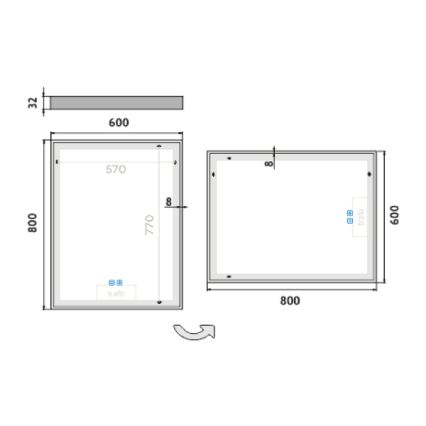 NIMCO ZP 13002VX - LED Stmievateľné kúpeľňové podsvietené zrkadlo LED/41W/230V 3000-6500K 80x60 cm IP44